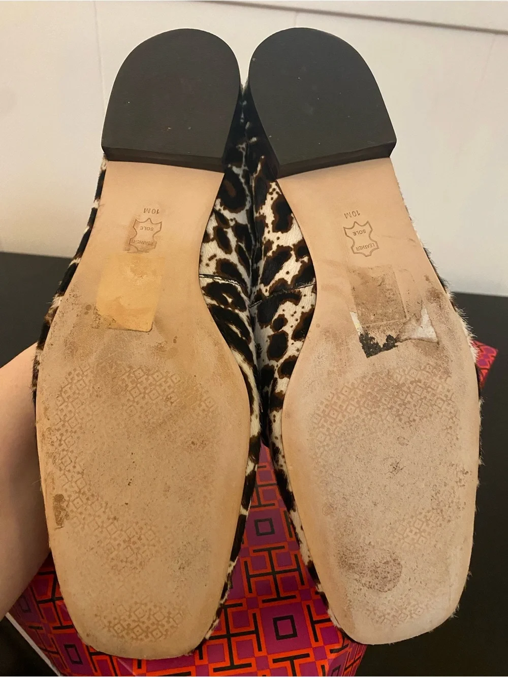 Tory Burch Metal Miller Loafer Printed Baby Haircalf Cream Leopard / Gold Sz 10